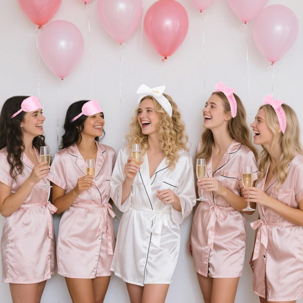2812 12pcs/set Bow Spa Headbands & Eye Masks - Bachelorette Party Favors - Picture 4 of 7